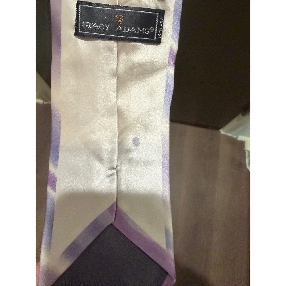 Stacy Adams Mens Silk Necktie Purple Lavender Ombre Geometric Diamond Handmade